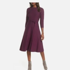 Eliza J Plum Long Sleeve Dress